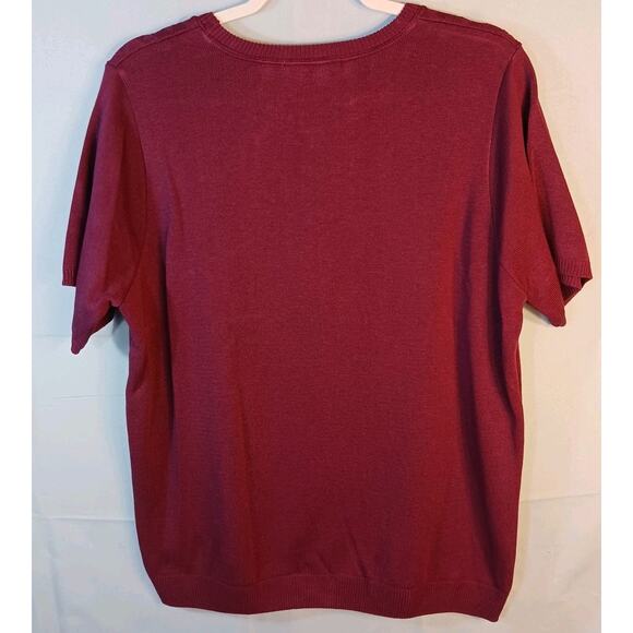 ALFRED DUNNER Spring Sweater Womens Medium Short Sleeve Plum Acrylic EUC - Picture 6 of 8